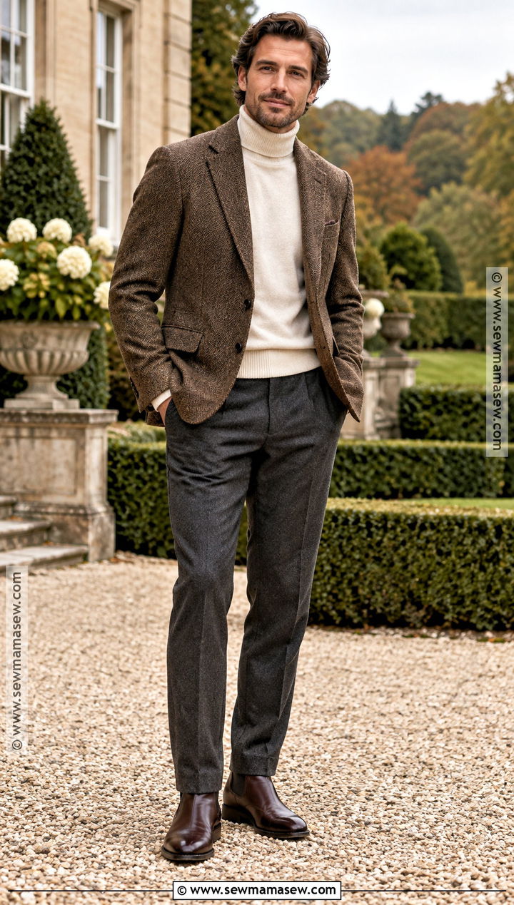 Tweed Blazer With A Turtleneck - 15 fall family photo outfits for men