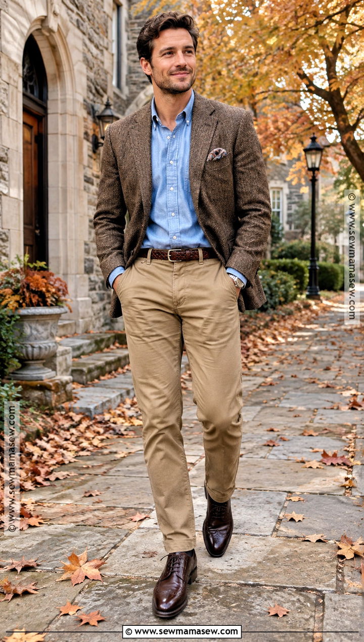 Tweed Sport Coat With Chinos - 15 dapper fall outfits for men