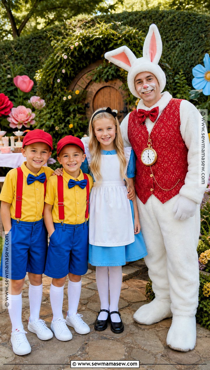 Tweedledee Tweedledum And Alice Family Costume - 30 alice in wonderland family costumes
