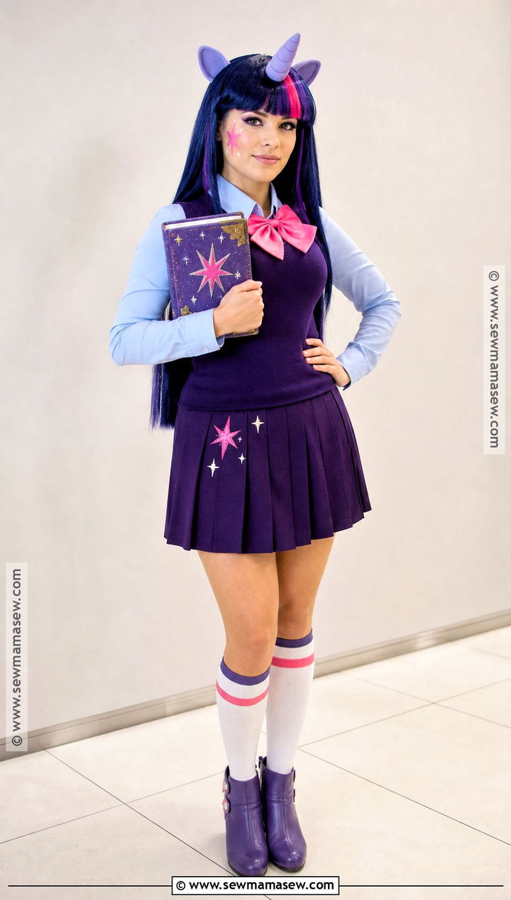 Twilight Sparkle Costume With Purple Pleated Skirt - 30 mlp costume ideas