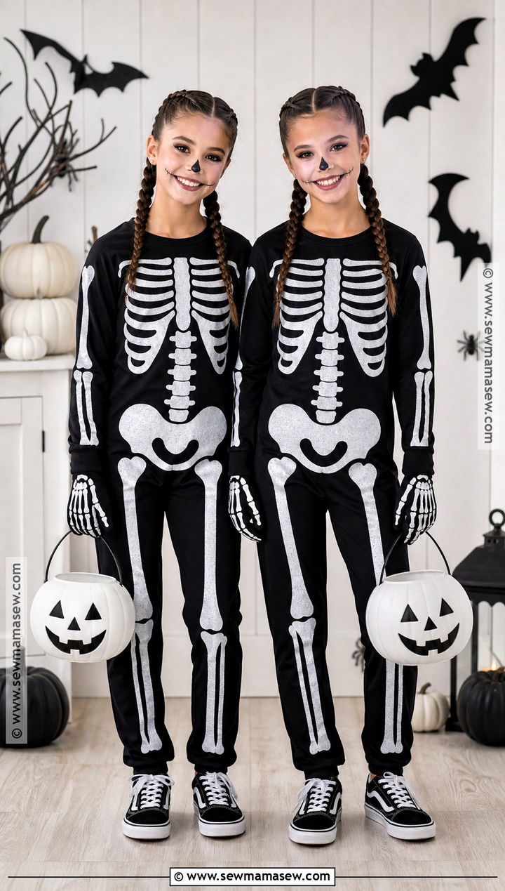 Twin Skeleton Costume - 30 twins halloween costumes