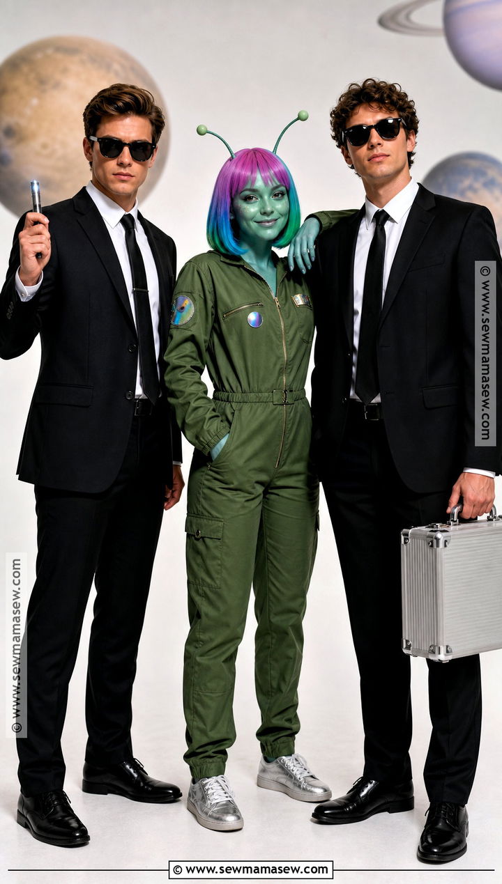 Two Agents And Alien Group Costume - 50 men in black costume ideas