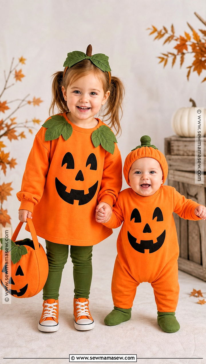 Two Matching Pumpkin Sister Costumes - 30 sister halloween costumes toddler for babies