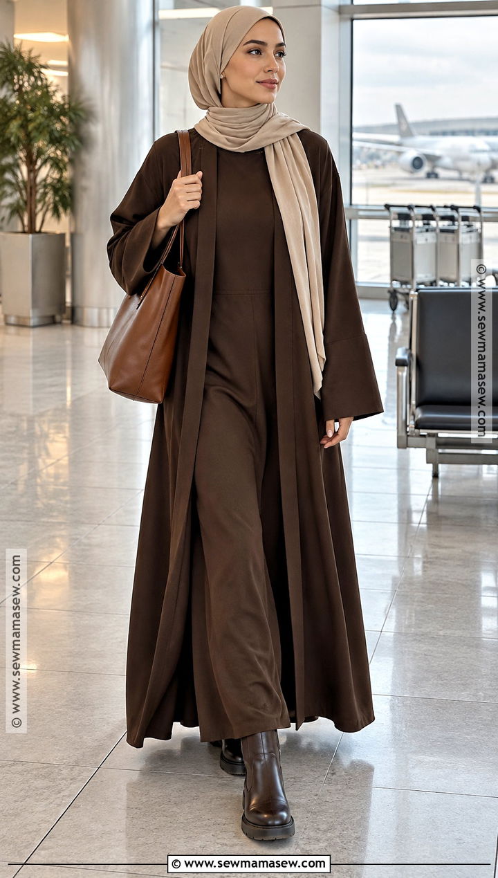 Two Piece Abaya Set With Chelsea Boots - 15 autumn abaya outfits