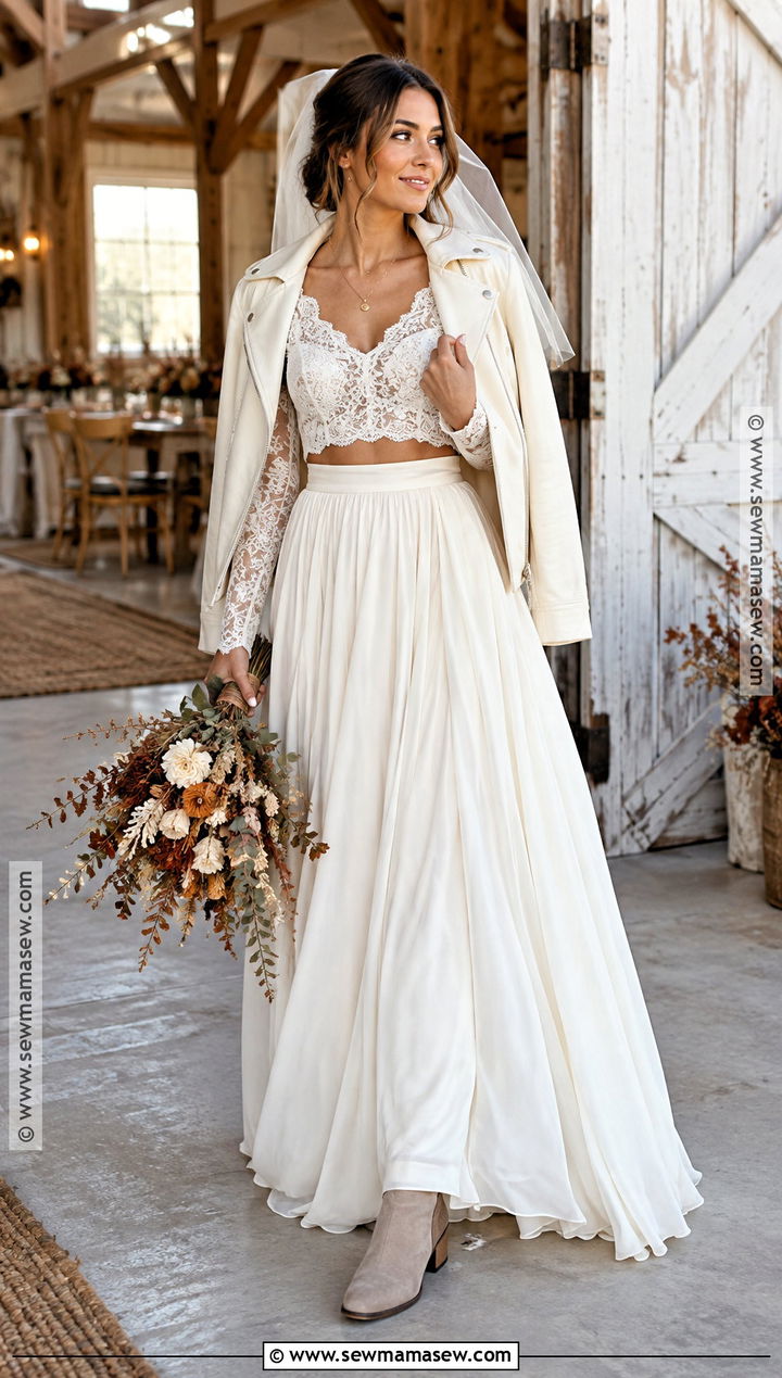 Two Piece Boho Autumn Wedding Dress - 15 boho autumn wedding dress ideas