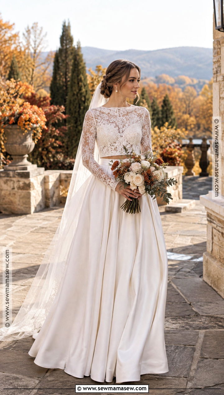 Two Piece Fall Wedding Dress - 20 wedding dress for fall ideas