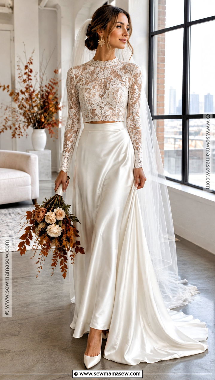 Two Piece Fall Wedding Dress - 15 fall wedding dress ideas brides