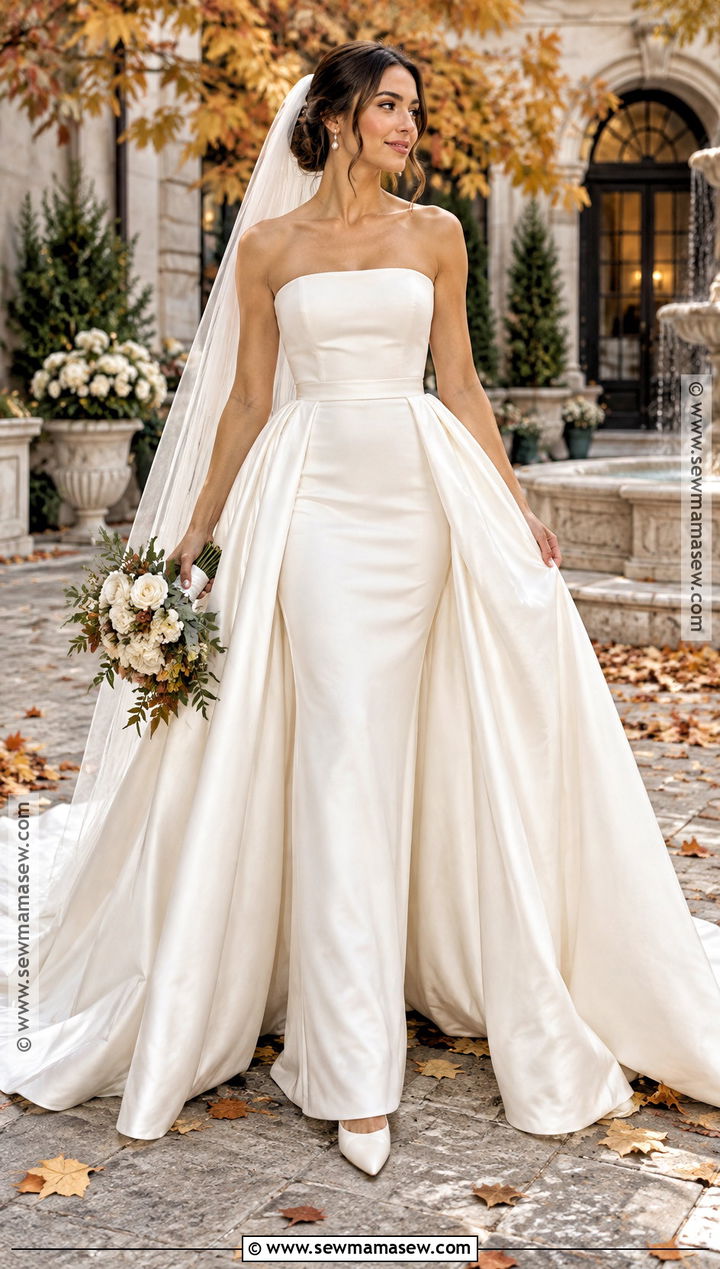 Two Piece Wedding Dress With Overskirt - 15 Fall Bride Wedding Dress Ideas