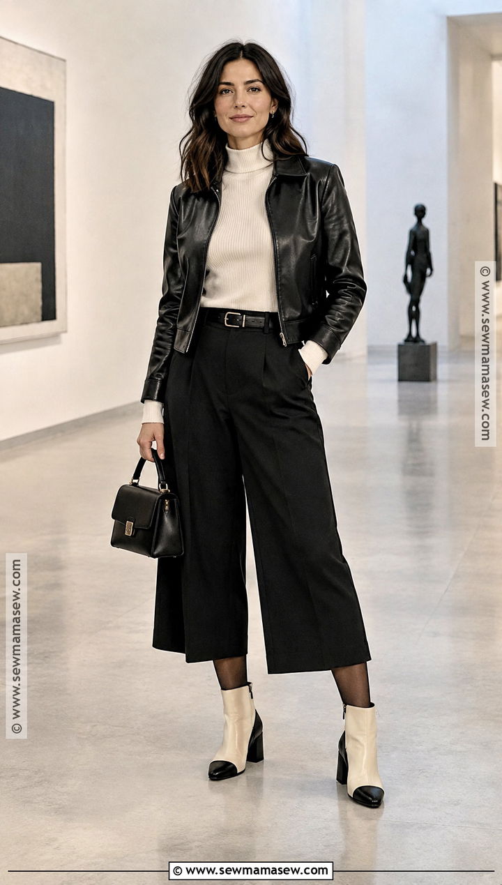 Two Tone Boots With Culottes And Cropped Jacket - 25 Fall 2026 Boots
