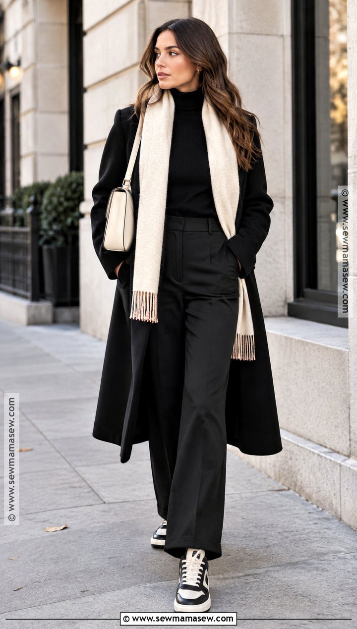 Two Tone Sneakers With A Monochrome Outfit - 20 sneakers for fall