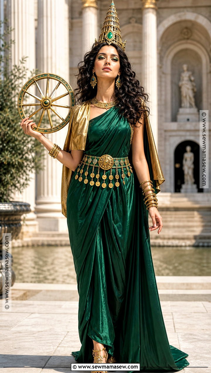 Tyche Greek Goddess Costume With Fortune Wheel - 30 greek godesses costume halloween ideas