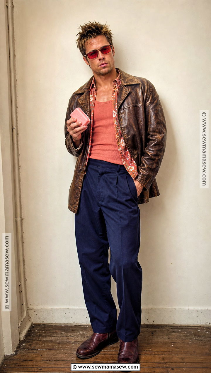 Tyler Durden Costume With Brown Leather Jacket - 40 tyler durden costume ideas