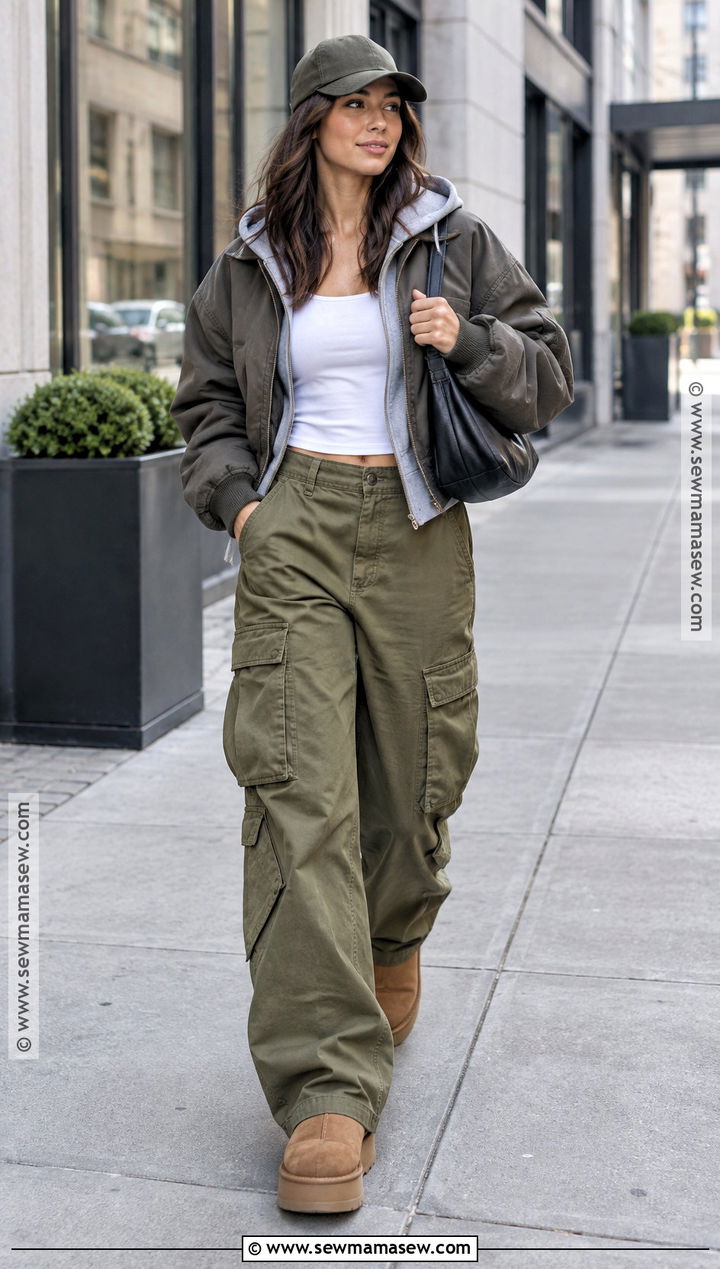 UGG Boots With Cargo Pants And Hoodie - 20 Ugh Boots Outfit Fall