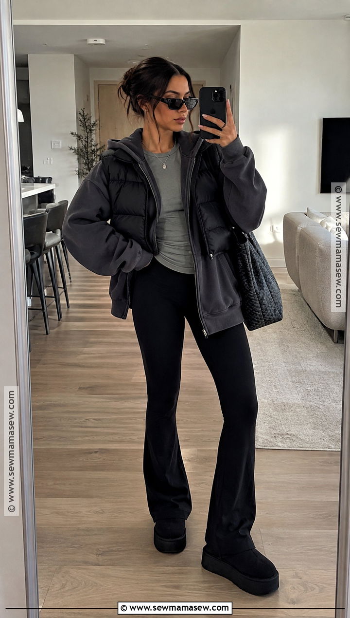UGG Boots With Flared Leggings - 20 autumn outfits uggs