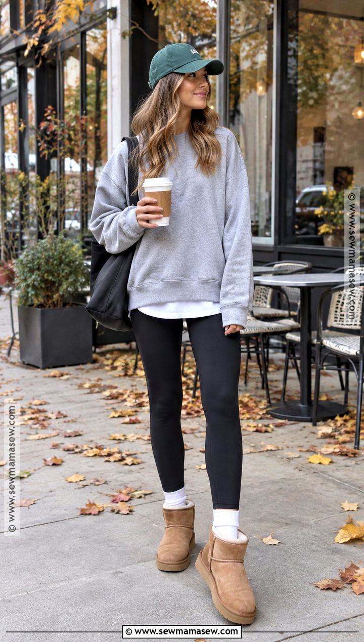 UGG Boots With Leggings and Oversized Sweatshirt - 15 ugg boots fall outfits