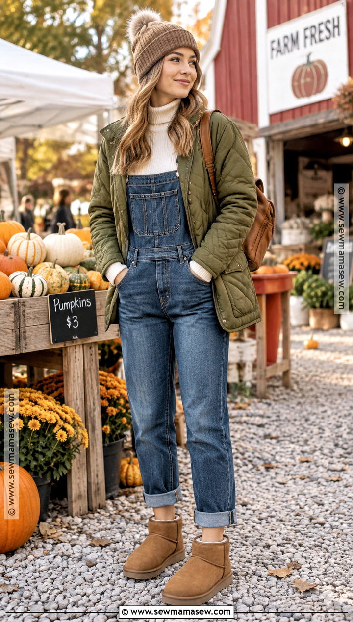 UGG Boots With Overalls And Turtleneck - 15 ugg boots outfit fall