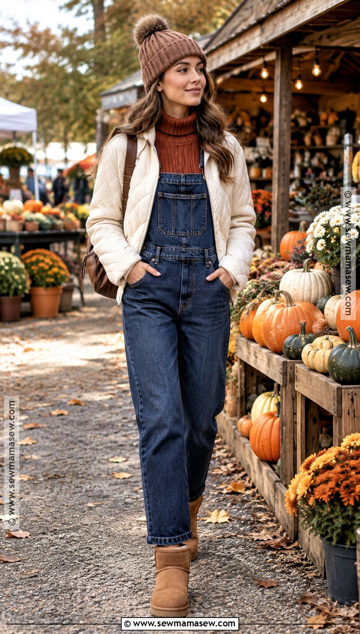 UGG Boots With Overalls and Turtleneck - 15 ugg boots fall outfits