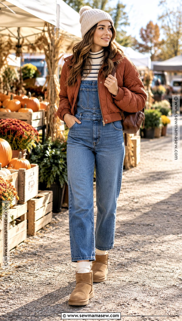 UGG Boots With Overalls and a Turtleneck - 20 autumn outfits uggs