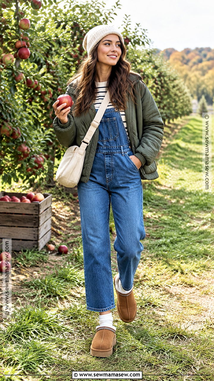UGG Clogs With Overalls And A Striped Shirt - 20 ugg clogs outfit fall ideas