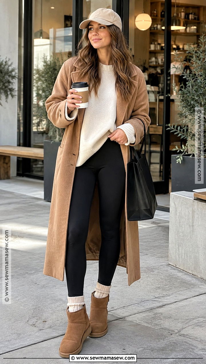 UGG Mini Boots With Leggings And Oversized Sweater - 20 ugg autumn outfit ideas