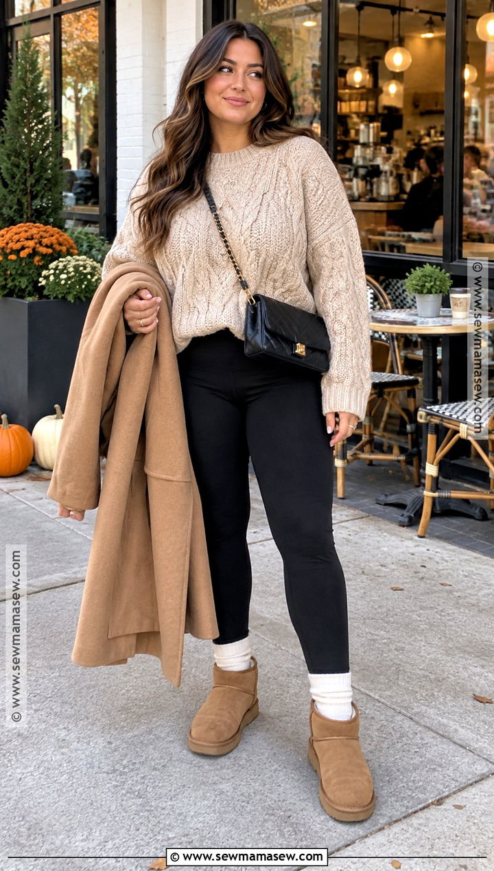 UGG Ultra Mini Boots With Black Leggings - 20 autumn outfits uggs