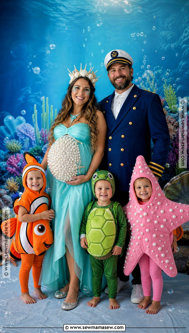 Under The Sea Family Costume - 30 pregnant halloween costumes for family