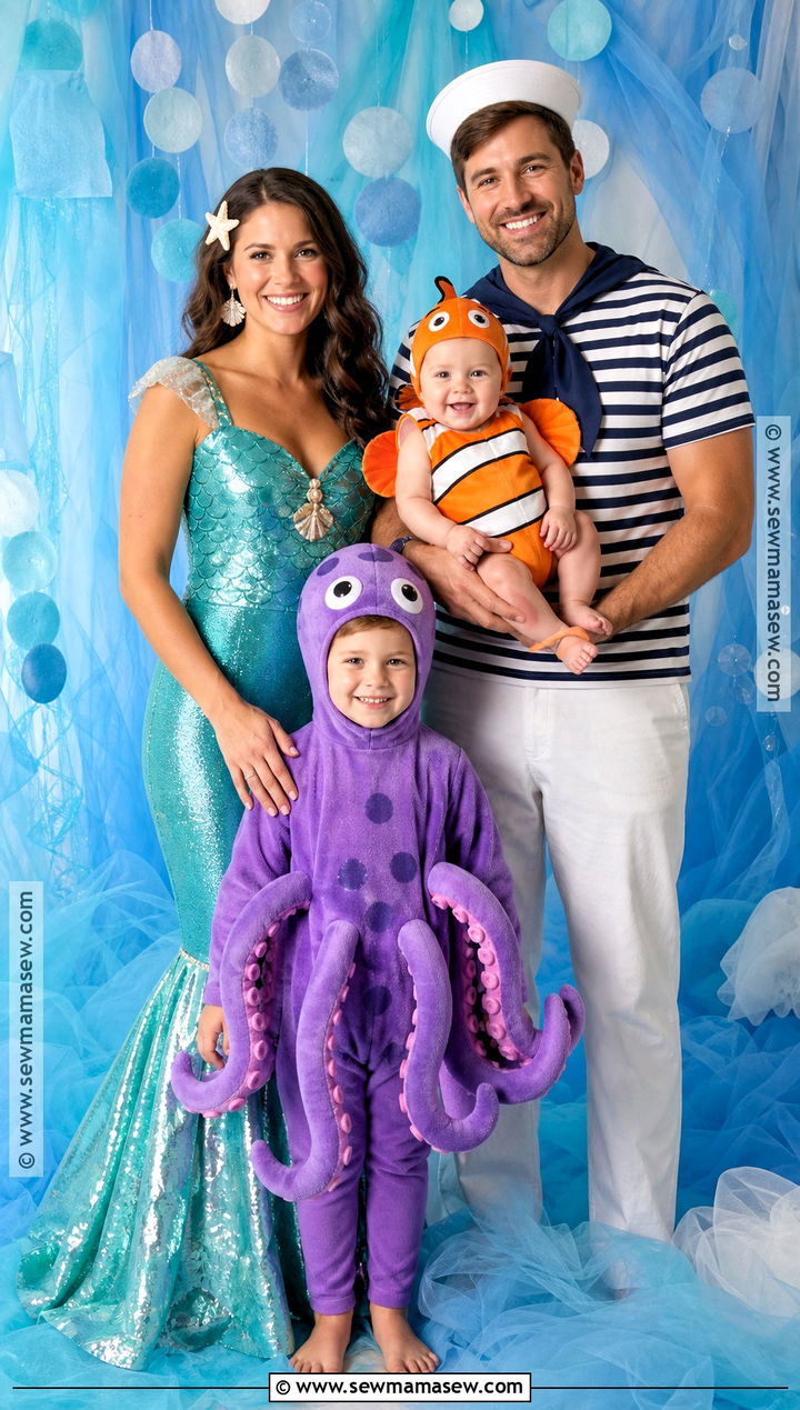 Under The Sea Family Costume With Fish Baby - 30 Family Of 4 Halloween Costumes With for Babies