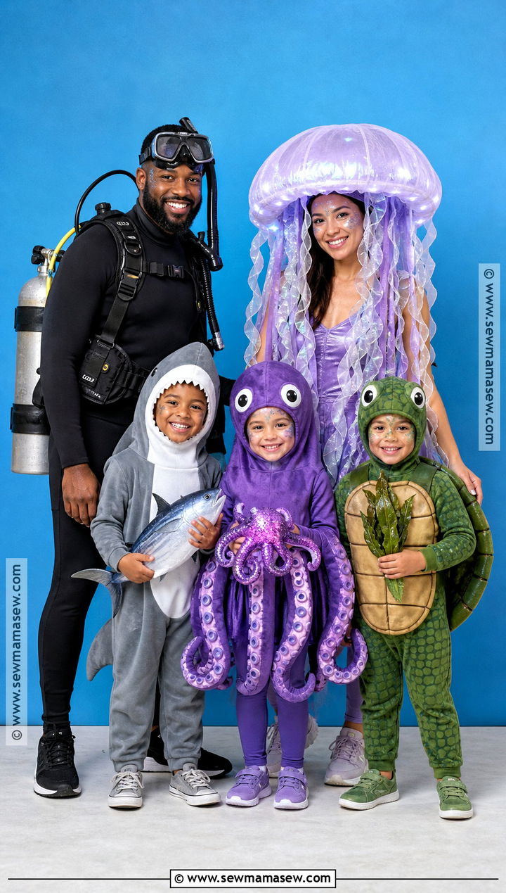 Undersea Family Costume With Mixed Creatures - 30 under the sea costume ideas