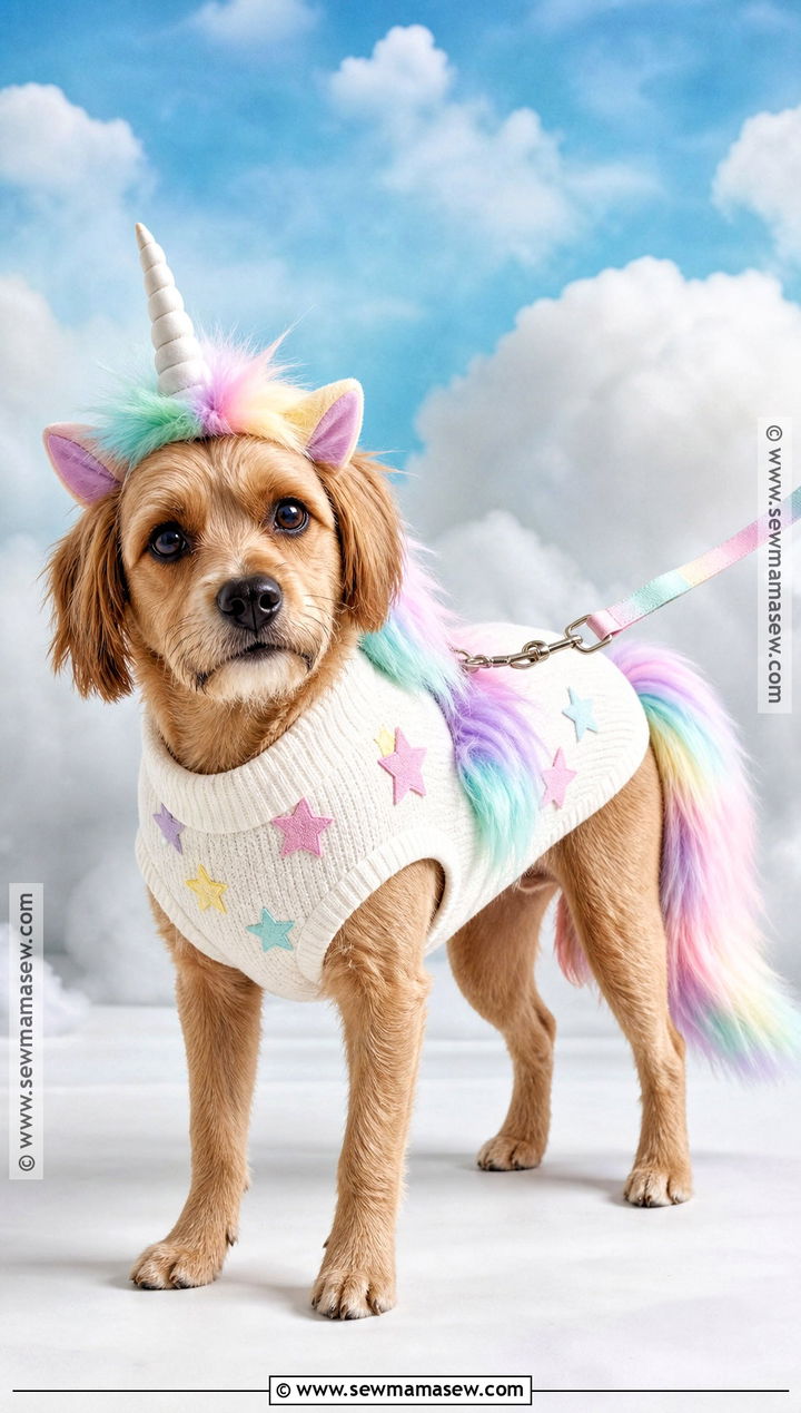 Unicorn Dog Costume With Rainbow Mane - 35 dog costume ideas