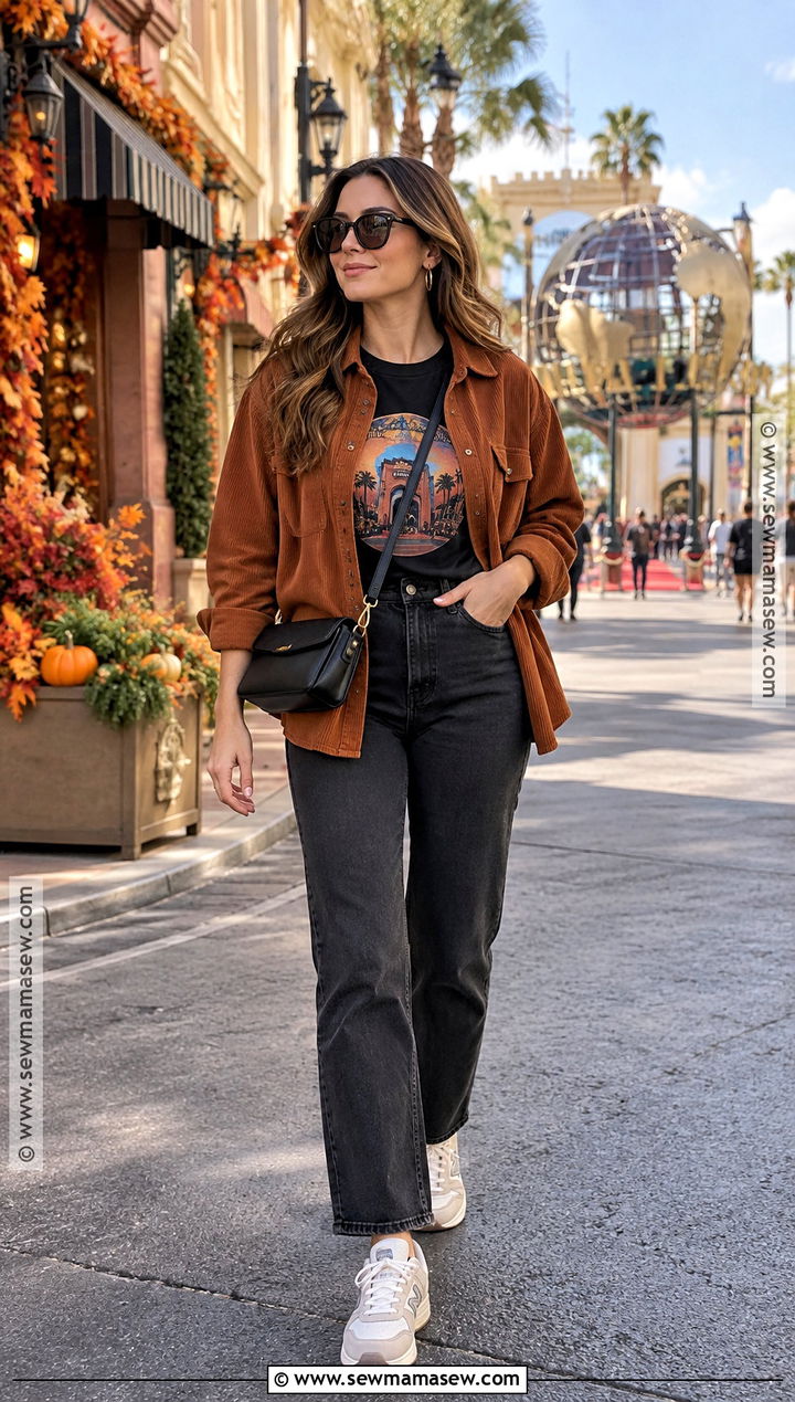 Universal Studios Corduroy Overshirt Outfit - 20 Universal Studios Outfit Fall Ideas