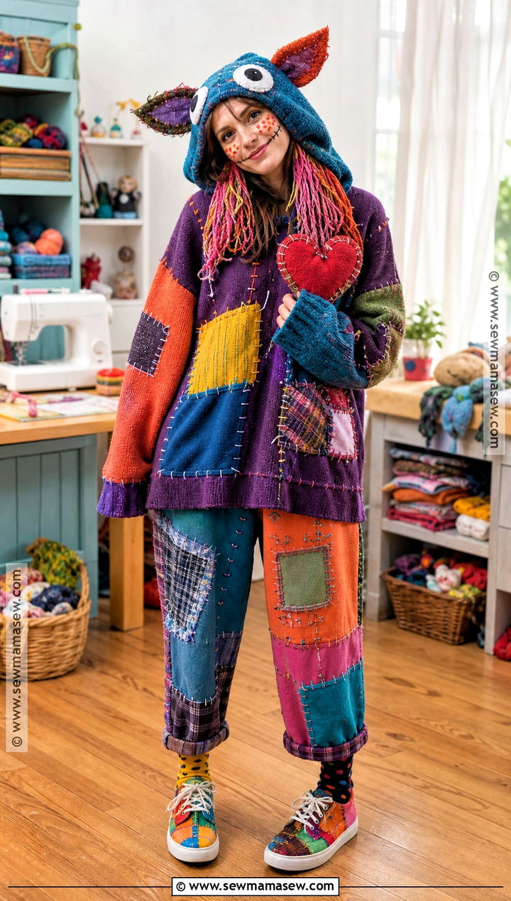 Upcycled Patchwork Monster Costume - 35 unique costume ideas