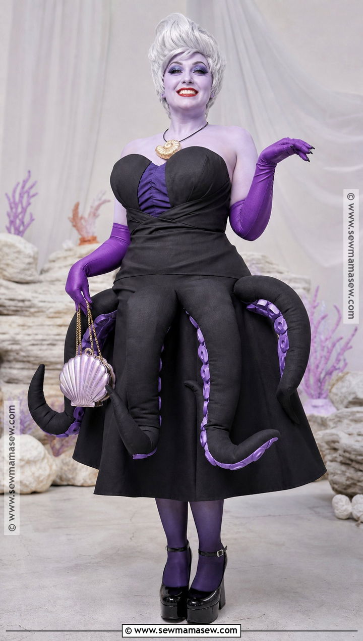Ursula Costume With Black Dress - 30 Black Dress Halloween Ideas
