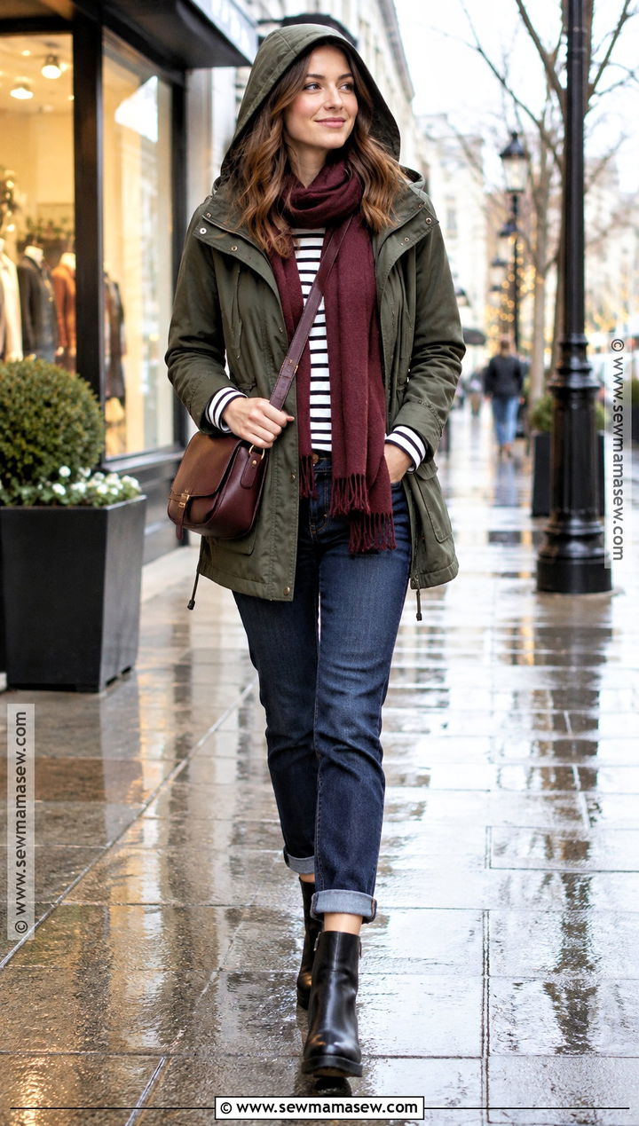 Utility Jacket And Ankle Boots Rainy Outfit - 25 rainy fall outfit ideas