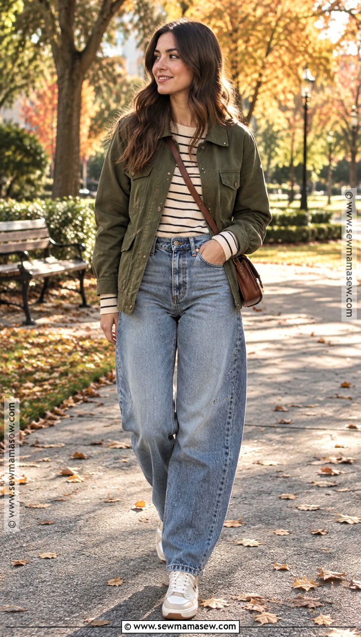 Utility Jacket And Barrel Jeans Autumn Outfit - 25 autumn outfit ideas 2026