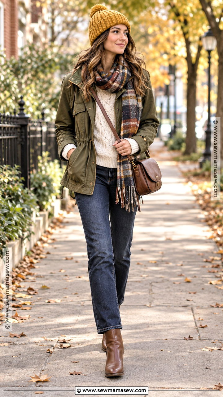 Utility Jacket And Beanie Outfit - 20 fall beanie outfit ideas