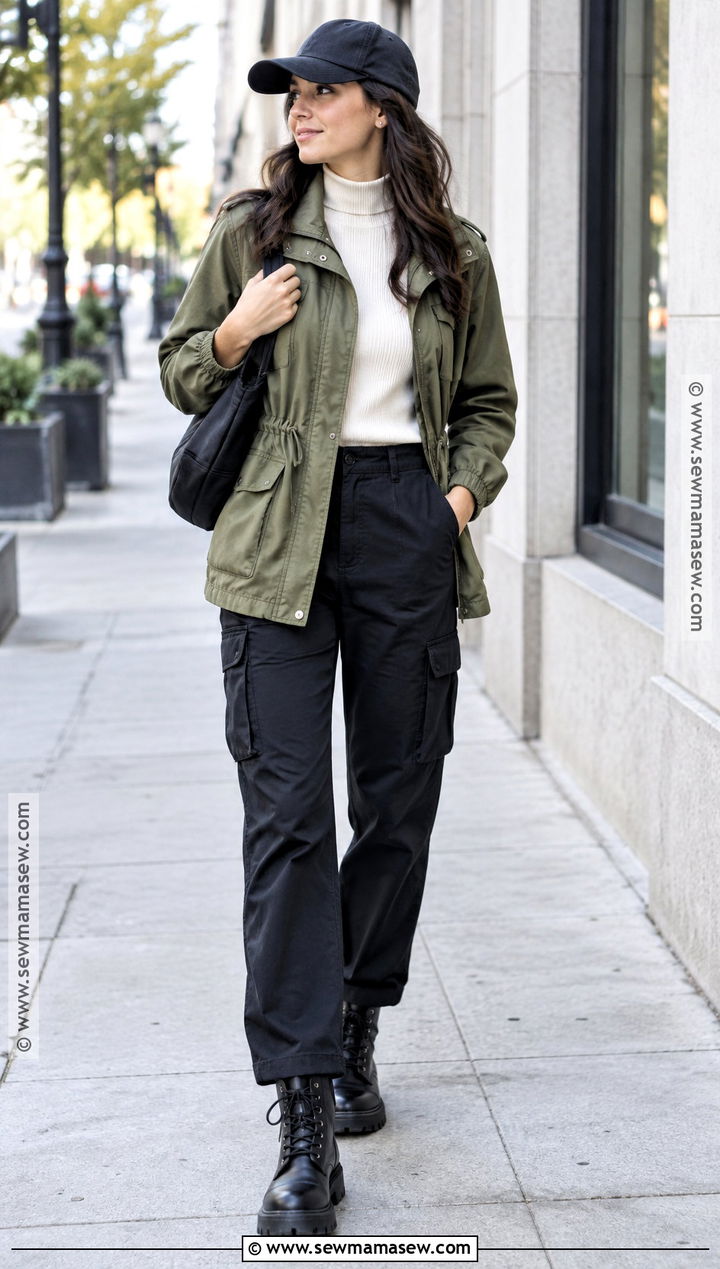 Utility Jacket And Black Cargo Pants Fall Streetwear Outfit - 20 fall street wear ideas