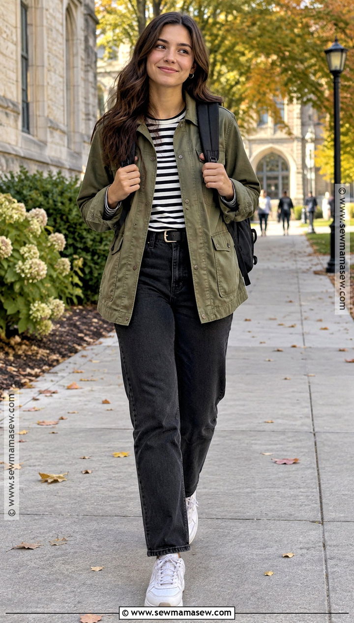 Utility Jacket And Black Jeans Back To School Outfit - 20 Styles For Back To School