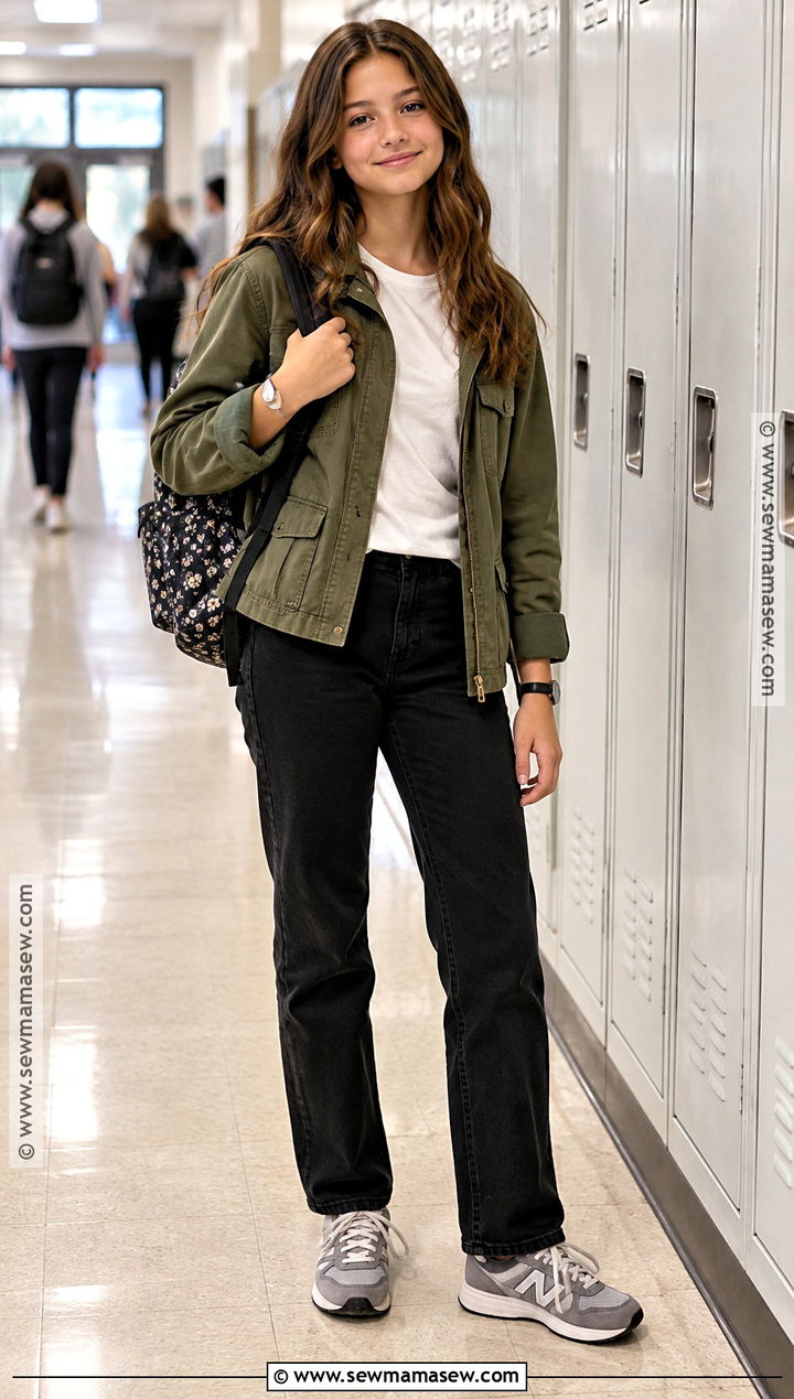 Utility Jacket And Black Jeans Back To School Outfit - 15 Back To School Outfits For 12-13