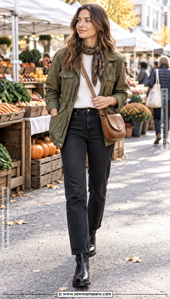 Utility Jacket And Black Jeans Fall Date Outfit - 15 cute casual date outfits fall