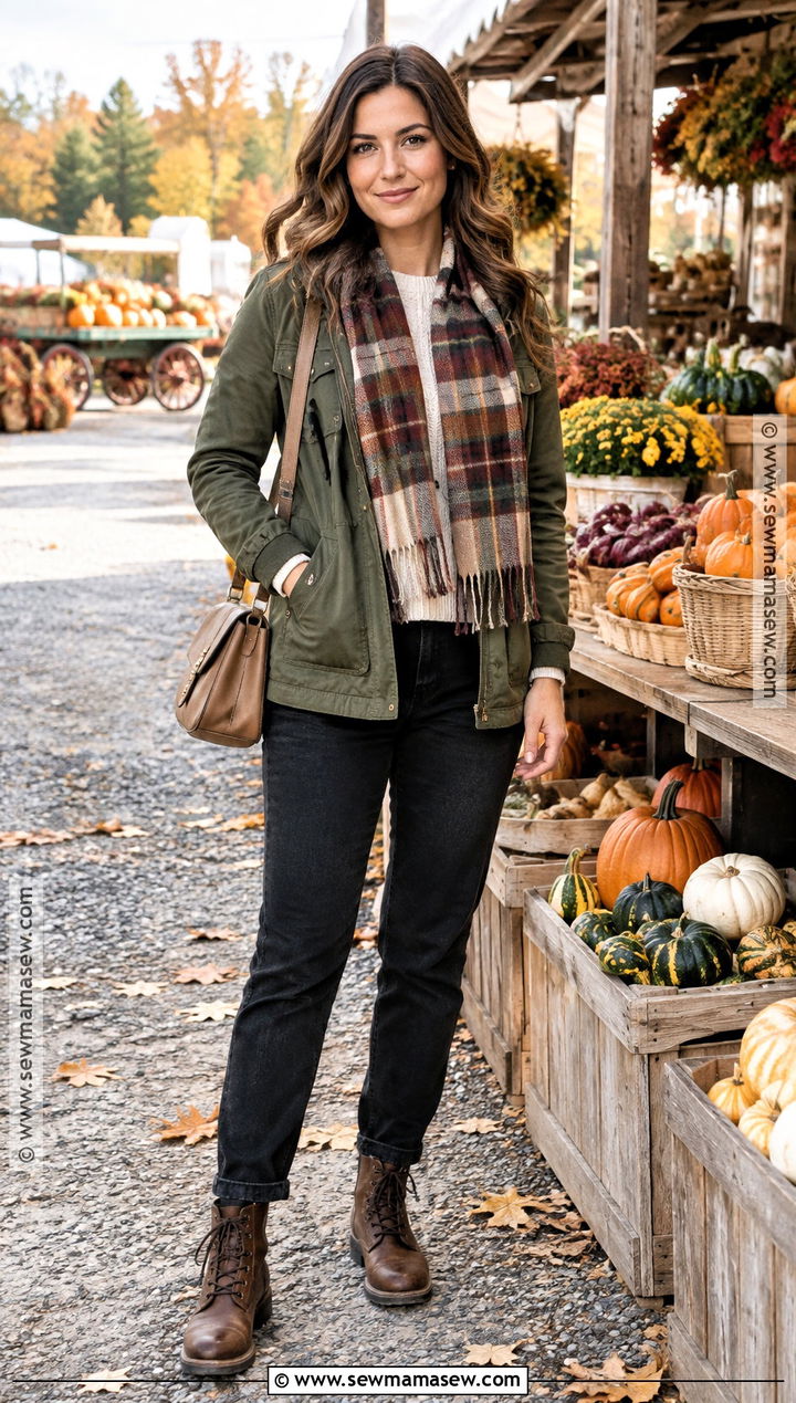 Utility Jacket And Black Jeans Fall Fair Outfit - 20 Fall Fair Outfit Ideas