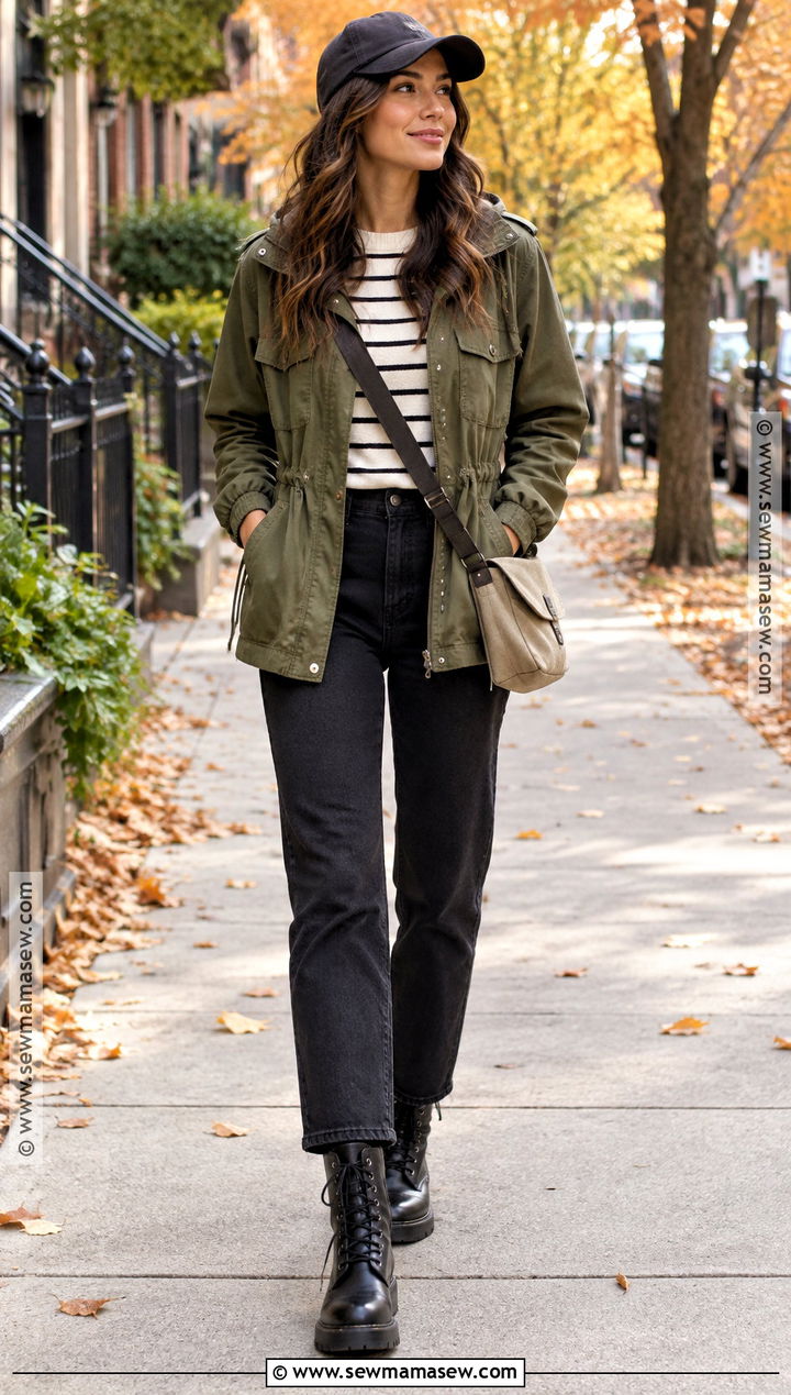 Utility Jacket And Black Jeans Fall Outfit - 25 fall swag outfits