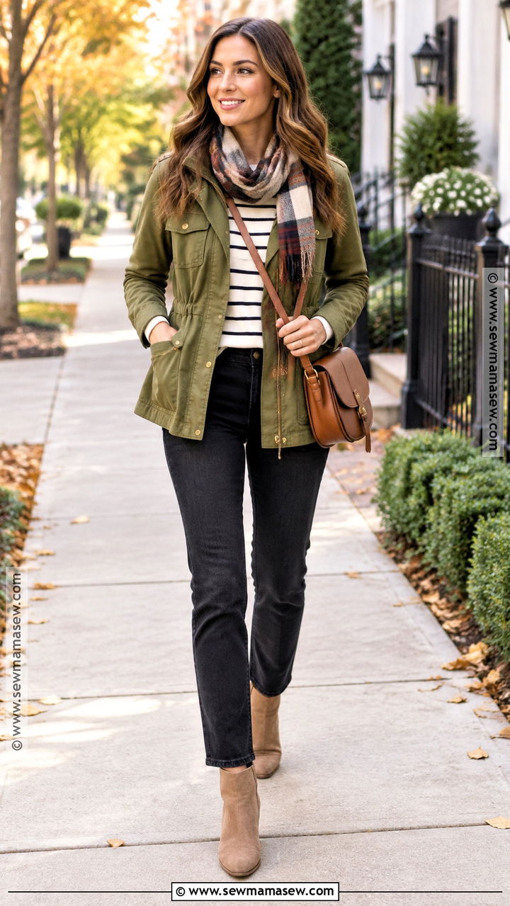 Utility Jacket And Black Jeans Fall Outfit - 20 Women's Fall Outfits