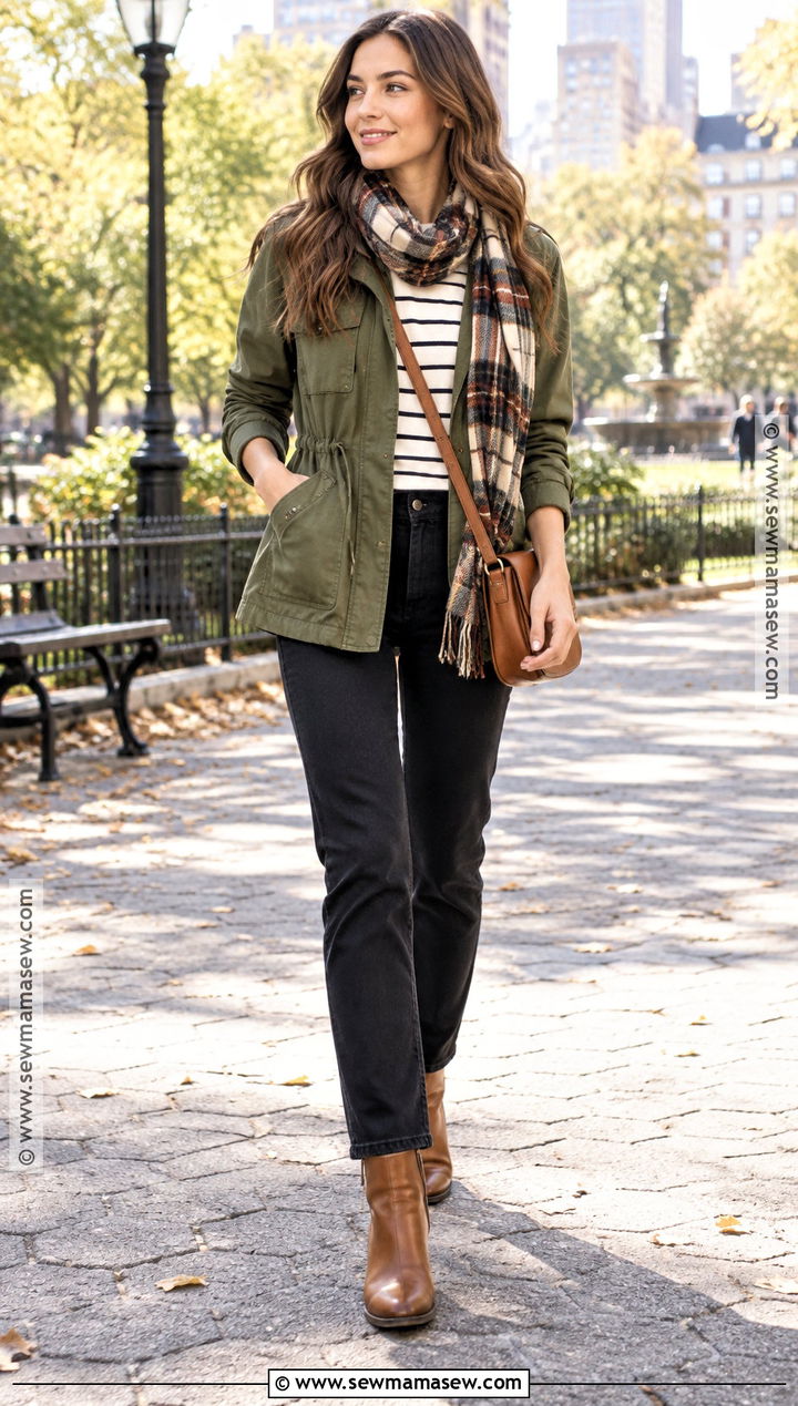 Utility Jacket And Black Jeans Fall Outfit - 25 fall chill outfits