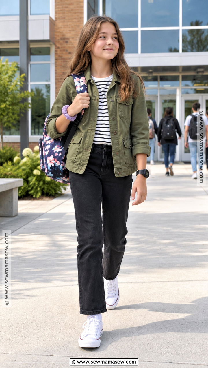 Utility Jacket And Black Jeans Outfit - 25 back to school outfits middle school 6th grade