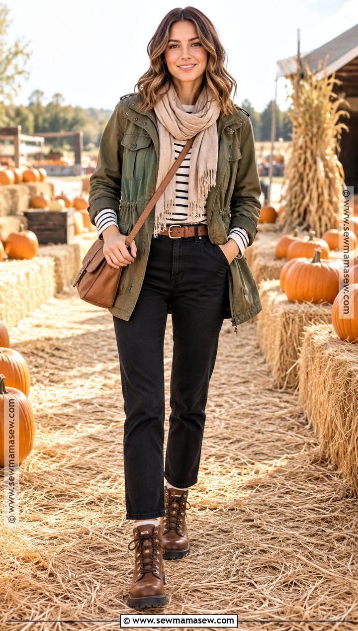 Utility Jacket And Black Jeans Pumpkin Patch Look - 15 pumpkin patch looks
