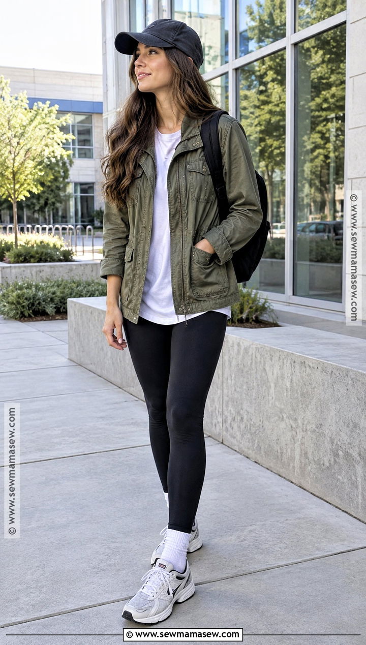 Utility Jacket And Black Leggings Back To School Outfit - 25 back to school fits