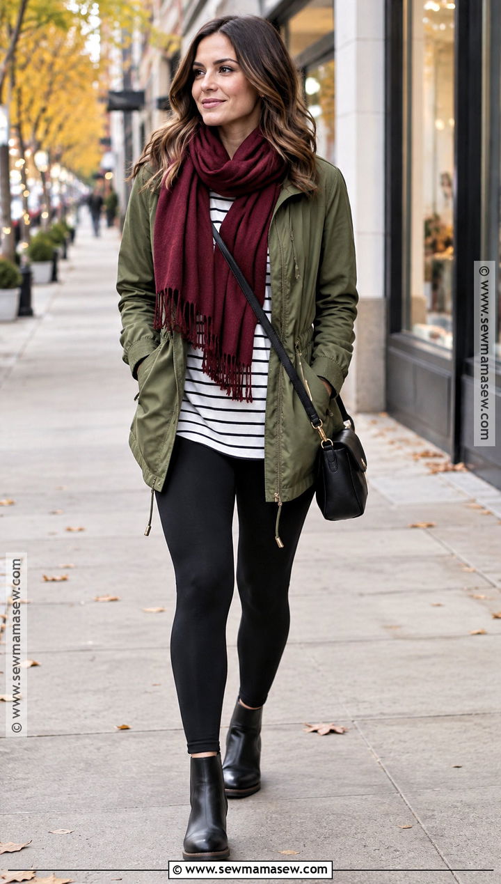 Utility Jacket And Black Leggings Fall Outfit - 30 casual fall outfits for women