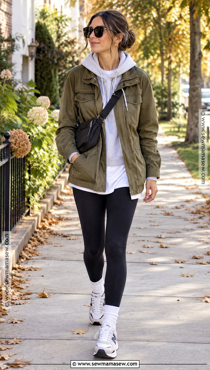 Utility Jacket And Black Leggings Outfit - 15 outfit ideas 2026 autumn