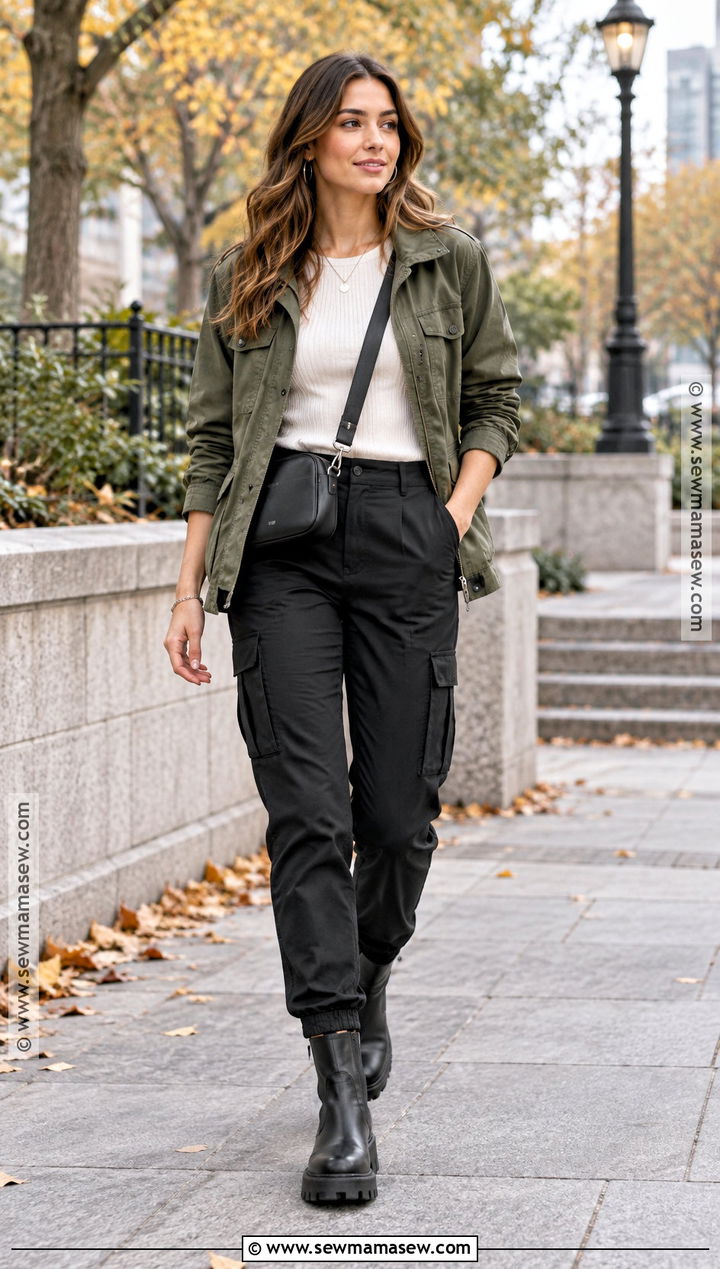 Utility Jacket And Cargo Pants Autumn Outfit - 30 autumn outfits aesthetic