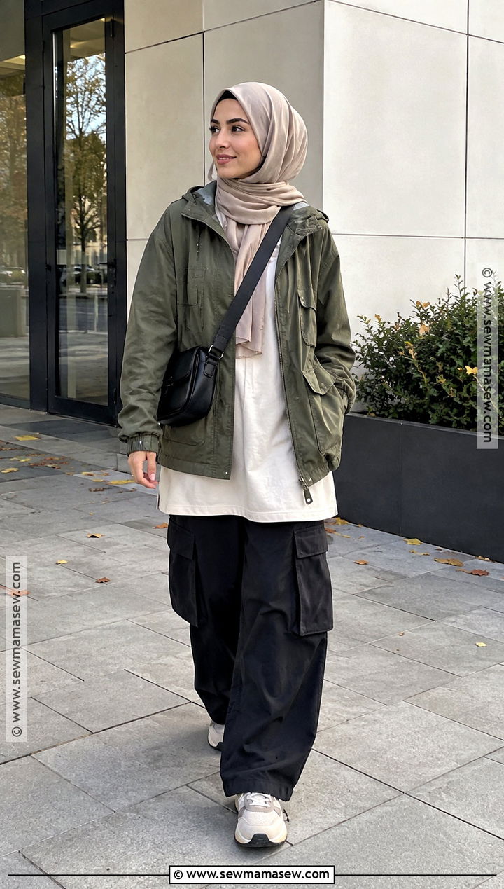 Utility Jacket And Cargo Pants Hijab Outfit - 15 hijab outfit autum ideas